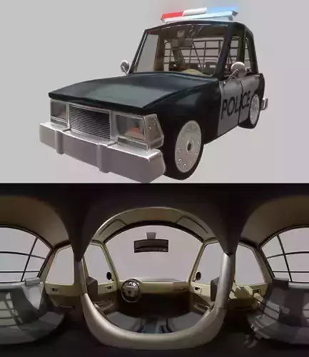Cartoon Police Car Low-poly 3D model