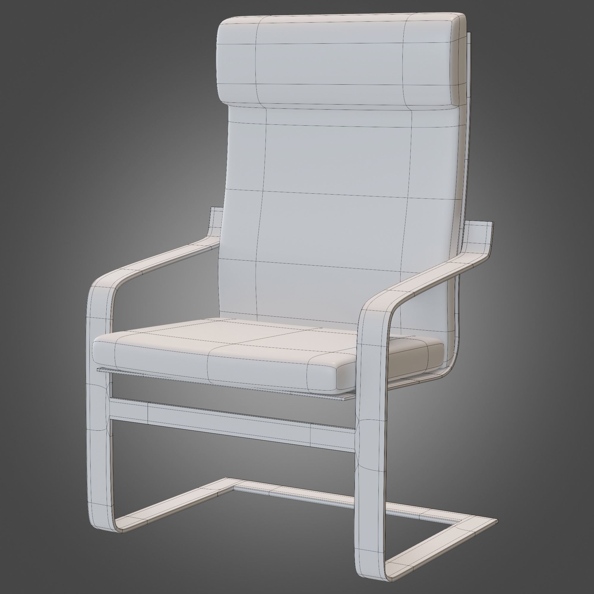 Chair Wooden Grey Subdivision Ready for Film Low-poly 3D model_24