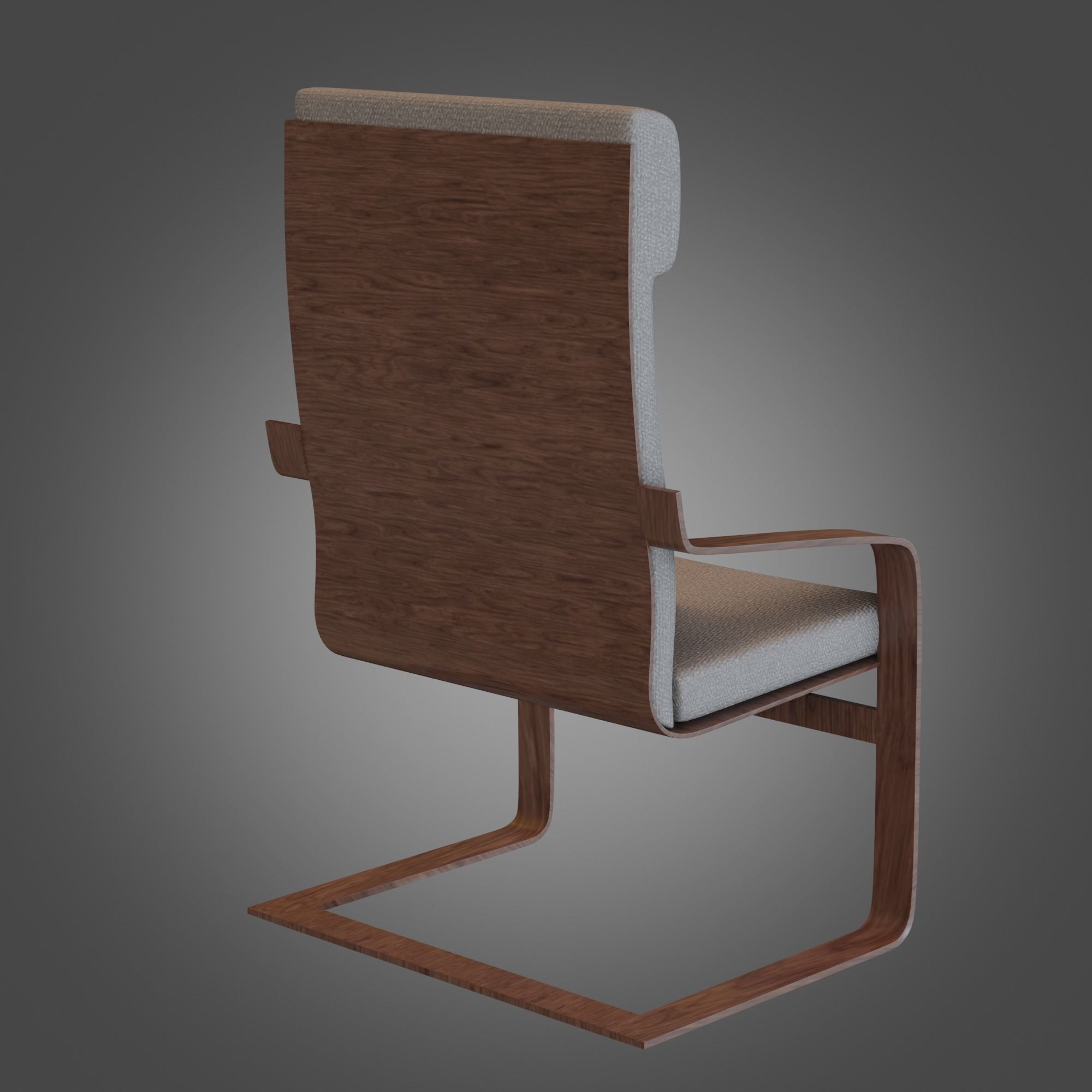 Chair Wooden Grey Subdivision Ready for Film Low-poly 3D model_3