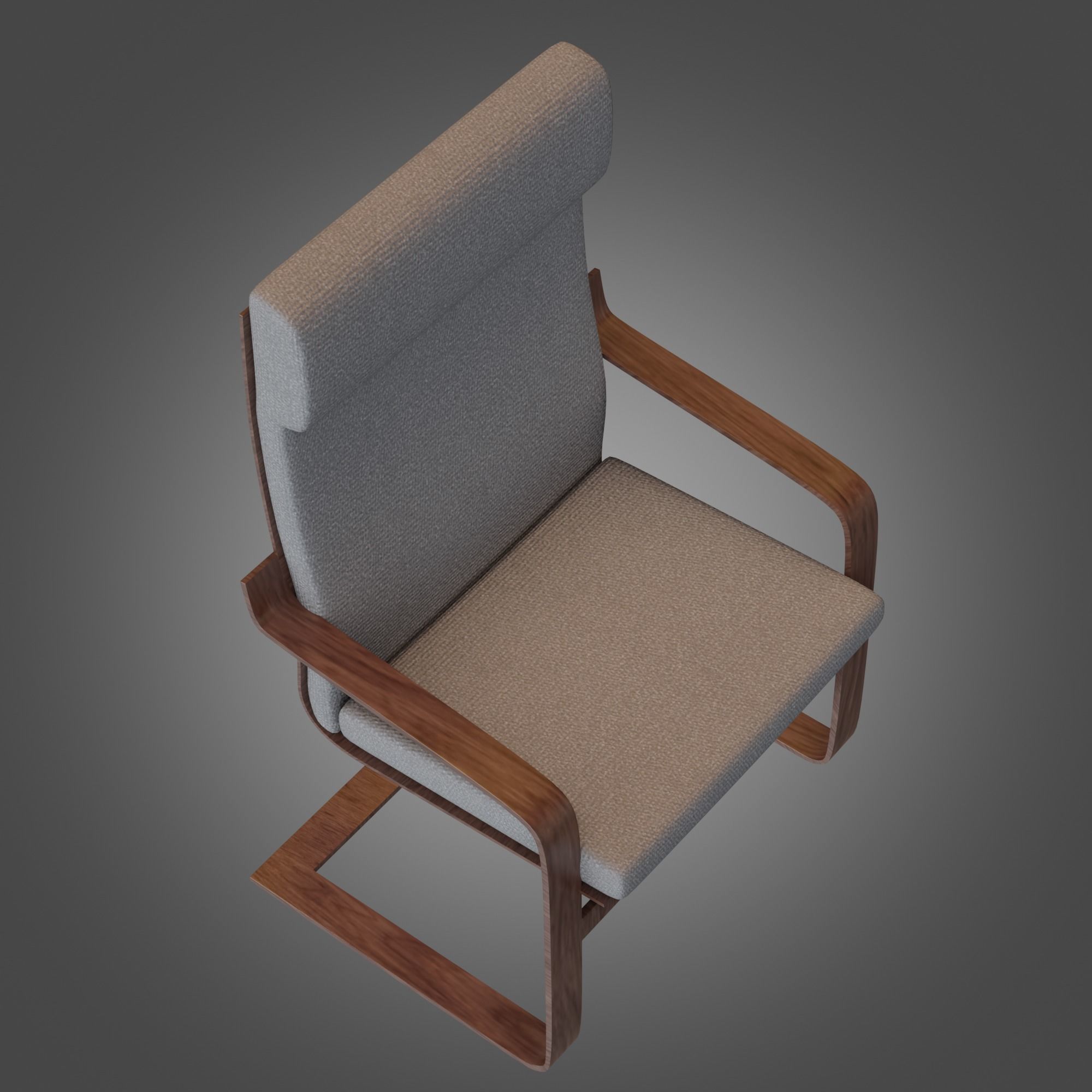 Chair Wooden Grey Subdivision Ready for Film Low-poly 3D model_4
