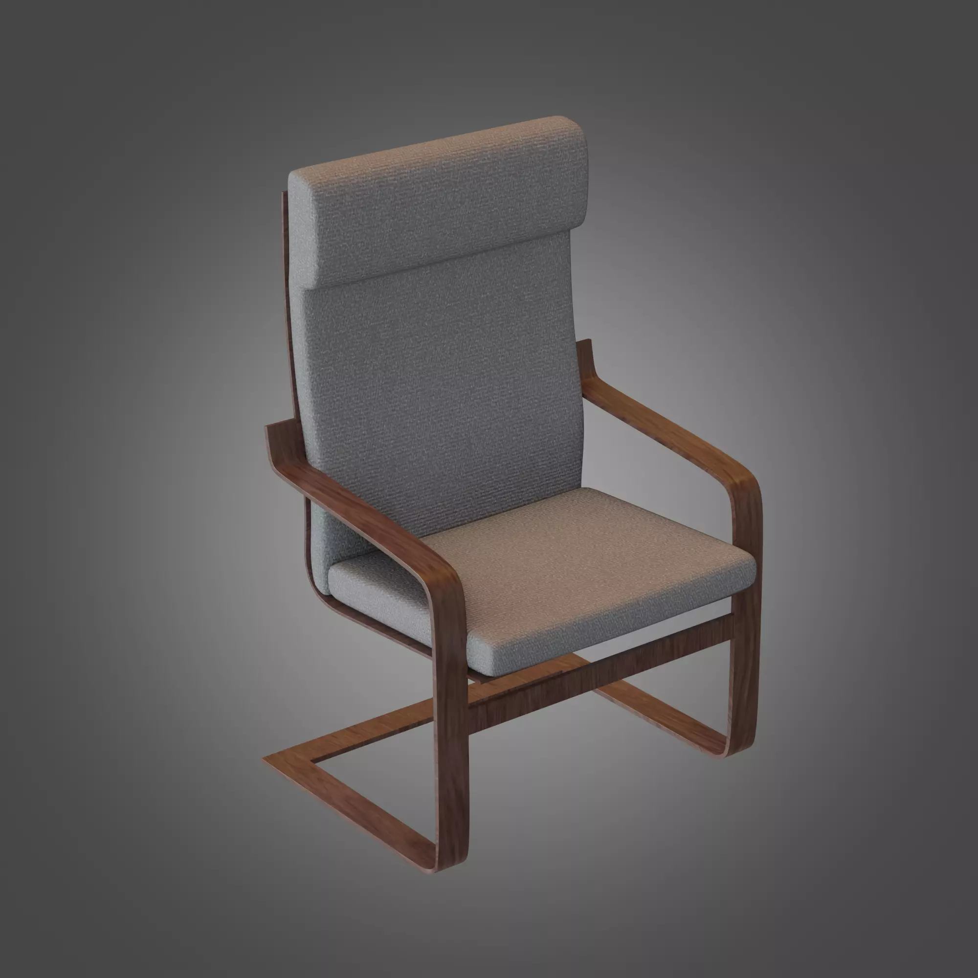 Chair Wooden Grey Subdivision Ready for Film Low-poly 3D model_0