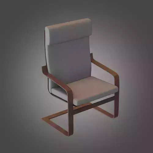 Chair Wooden Grey Subdivision Ready for Film Low-poly 3D model
