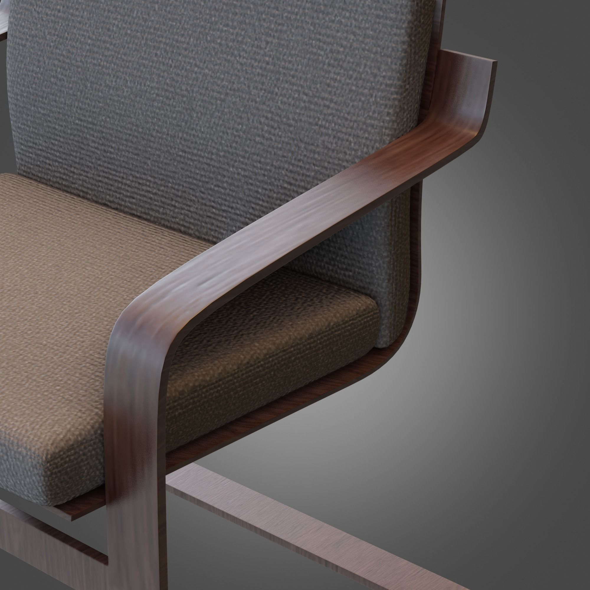 Chair Wooden Grey Subdivision Ready for Film Low-poly 3D model_6