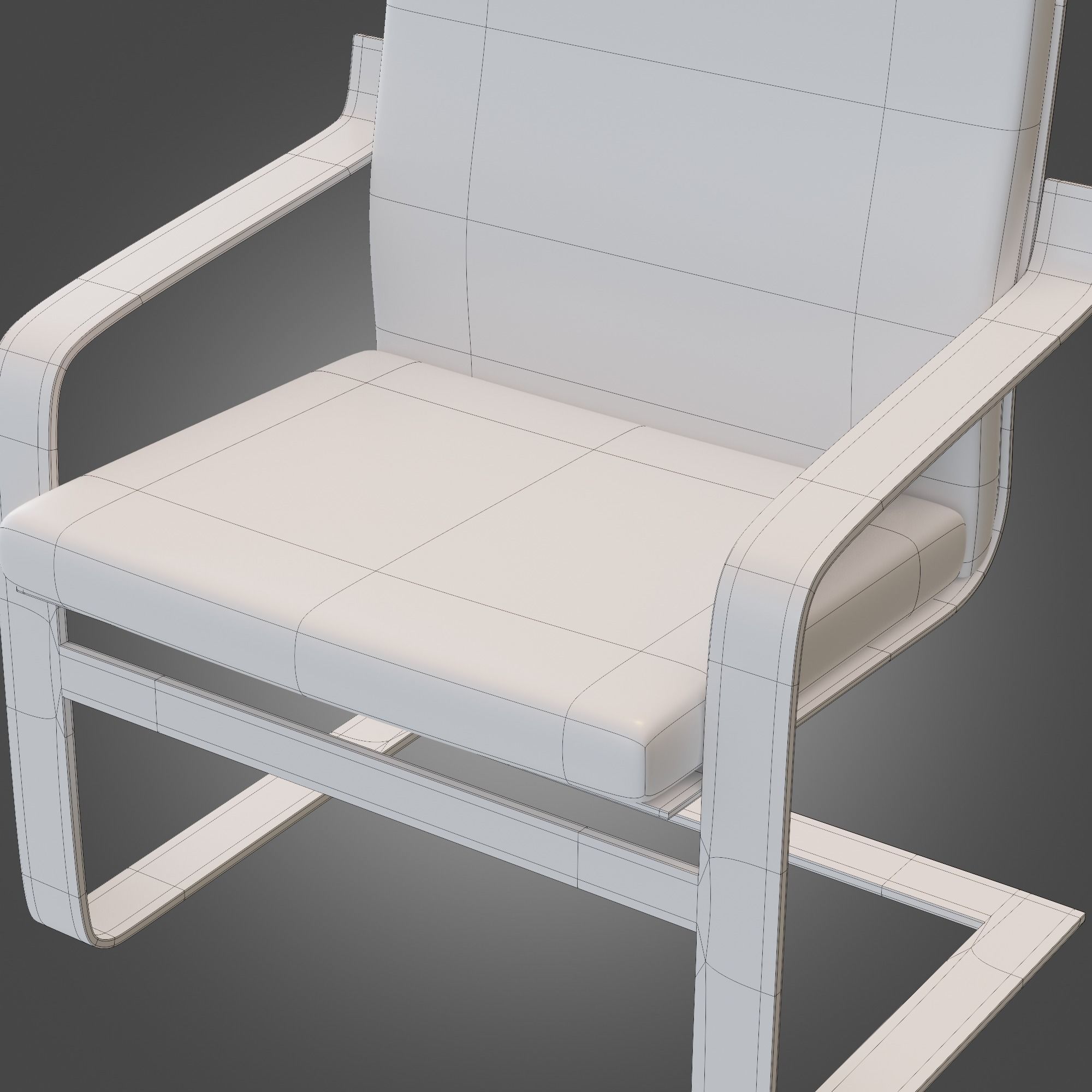 Chair Wooden Grey Subdivision Ready for Film Low-poly 3D model_29