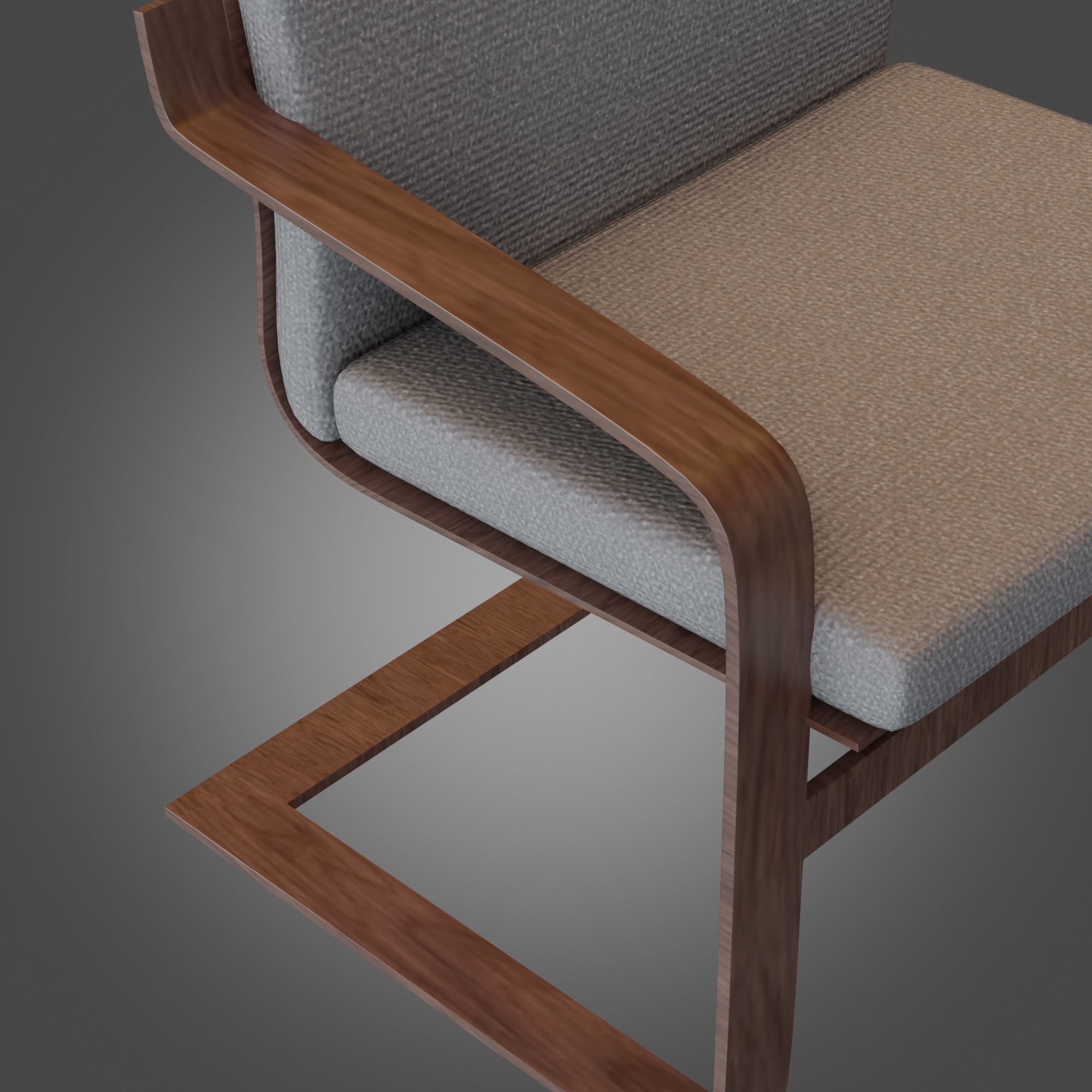 Chair Wooden Grey Subdivision Ready for Film Low-poly 3D model_9