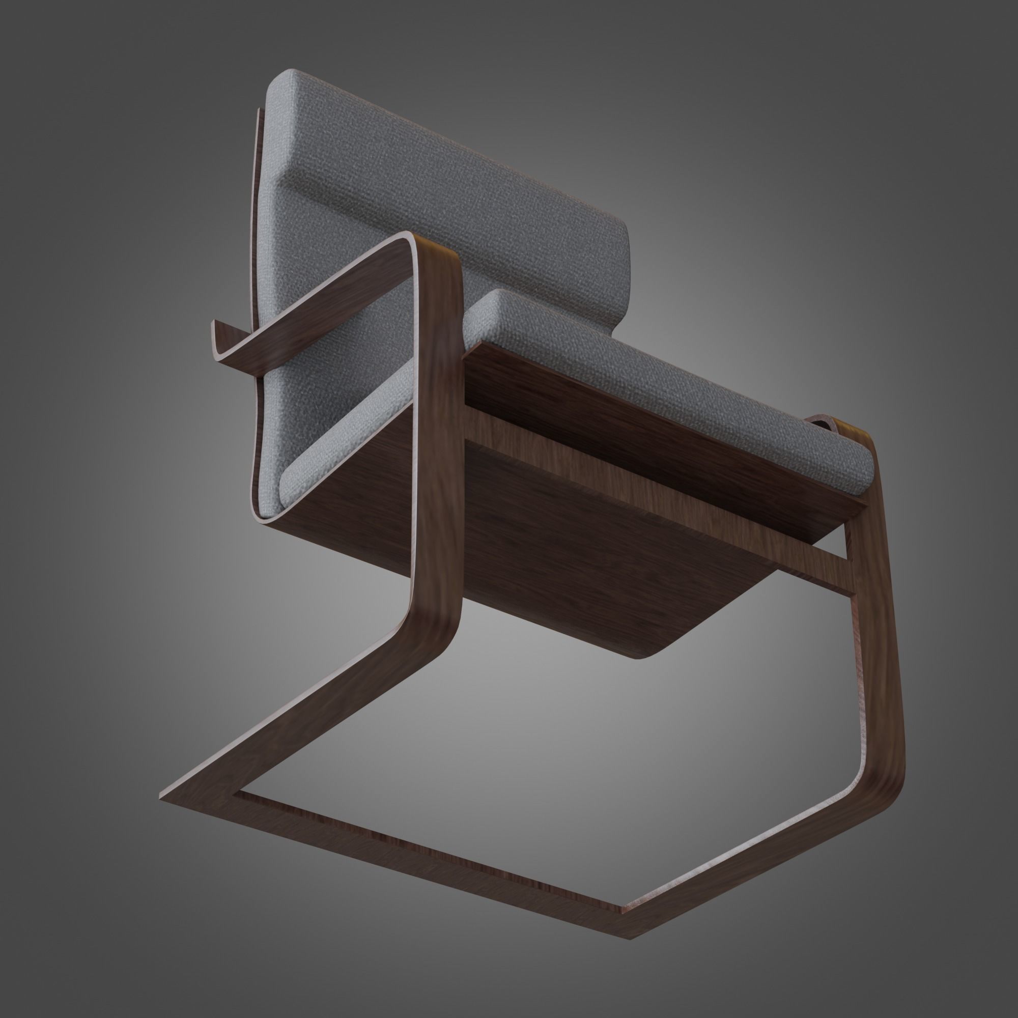 Chair Wooden Grey Subdivision Ready for Film Low-poly 3D model_12