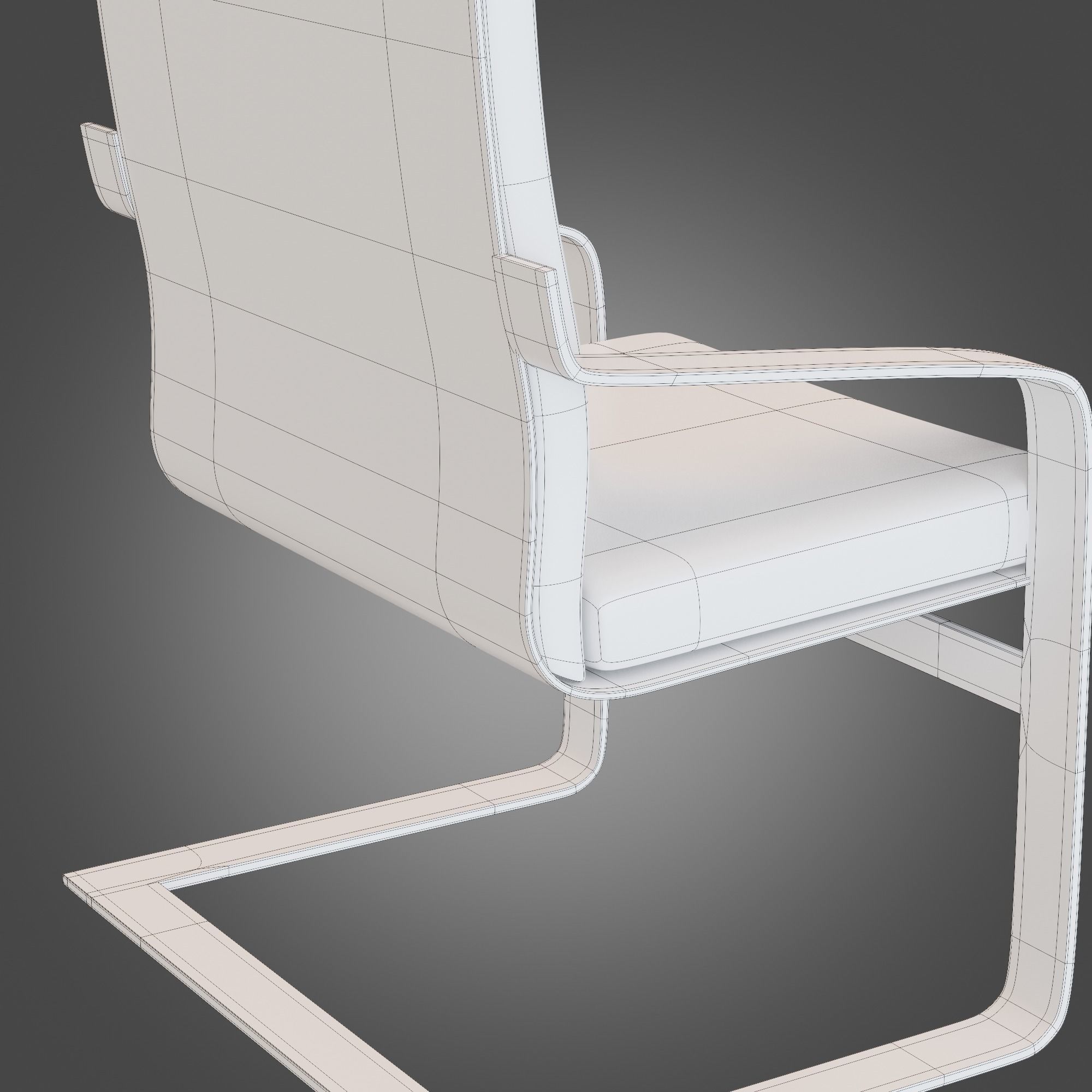 Chair Wooden Grey Subdivision Ready for Film Low-poly 3D model_19