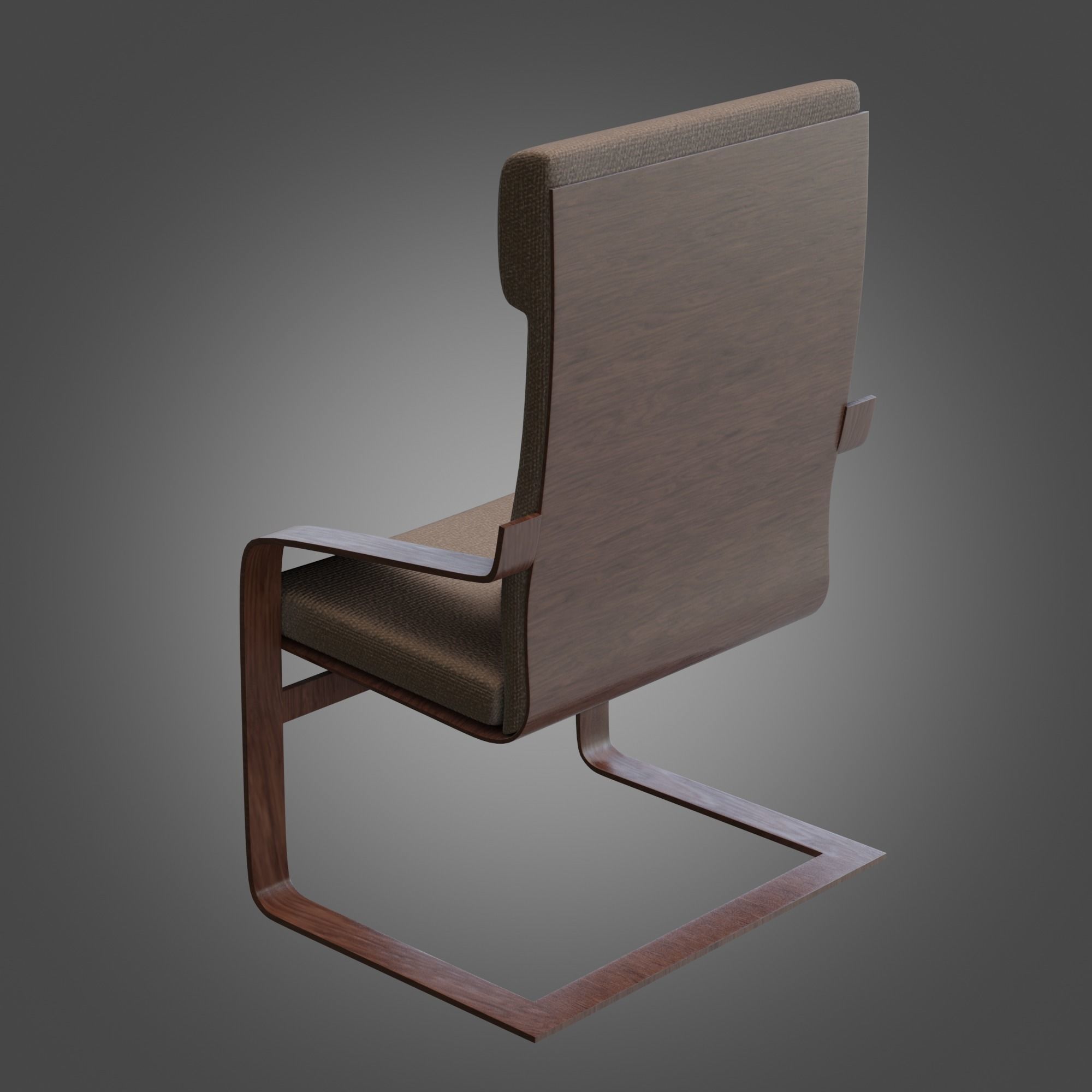 Chair Wooden Grey Subdivision Ready for Film Low-poly 3D model_2