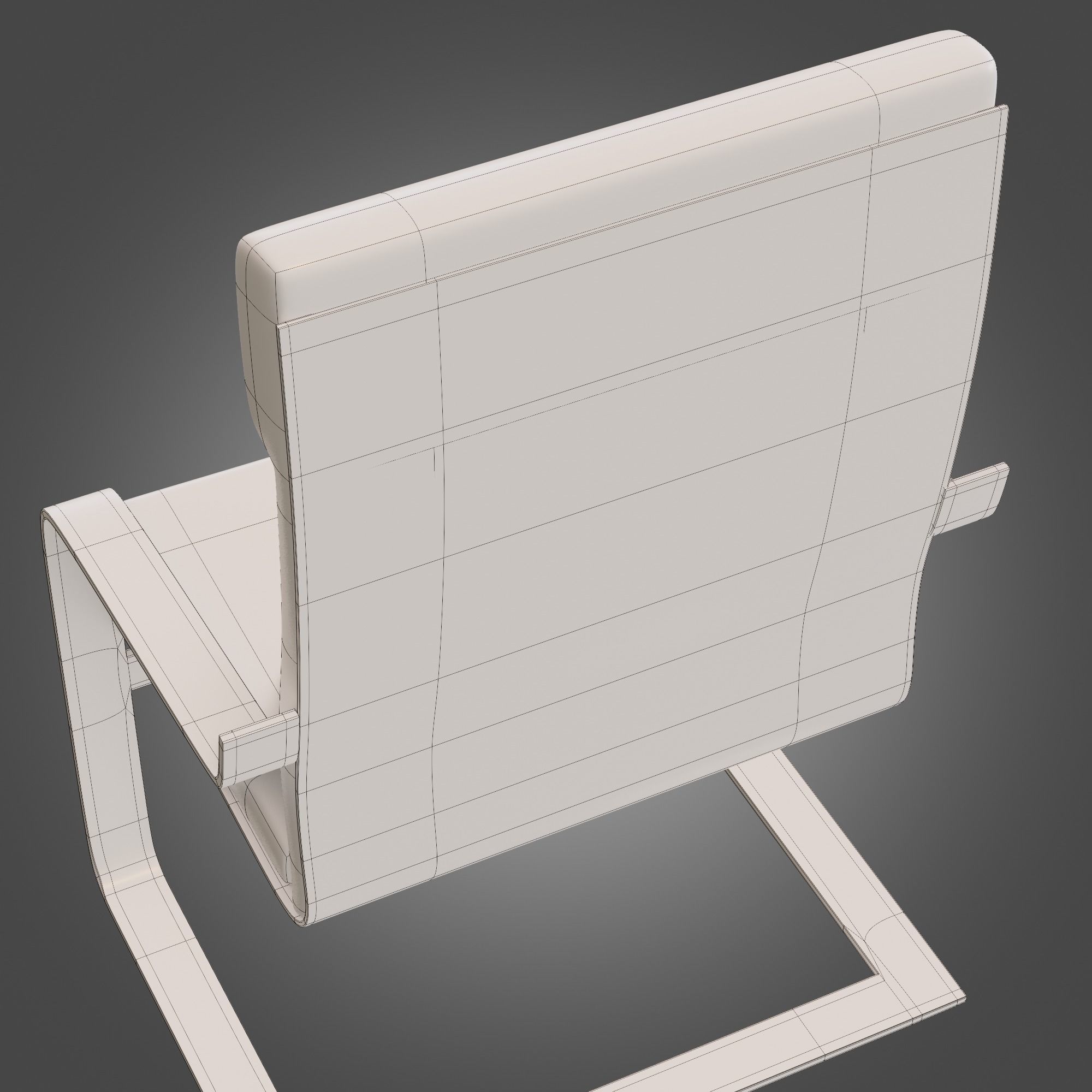 Chair Wooden Grey Subdivision Ready for Film Low-poly 3D model_20