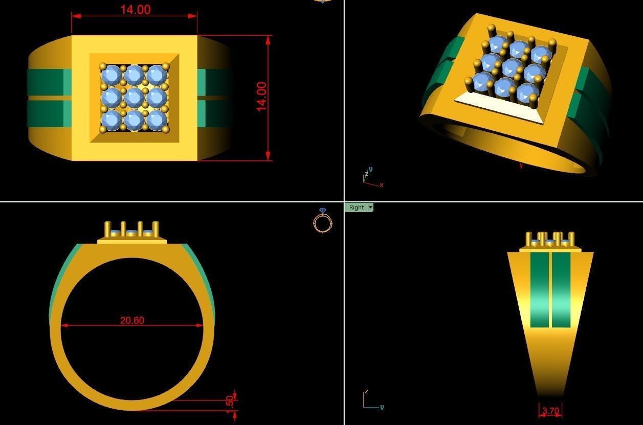 Men Diamond Ring 9pc 3D print model_6