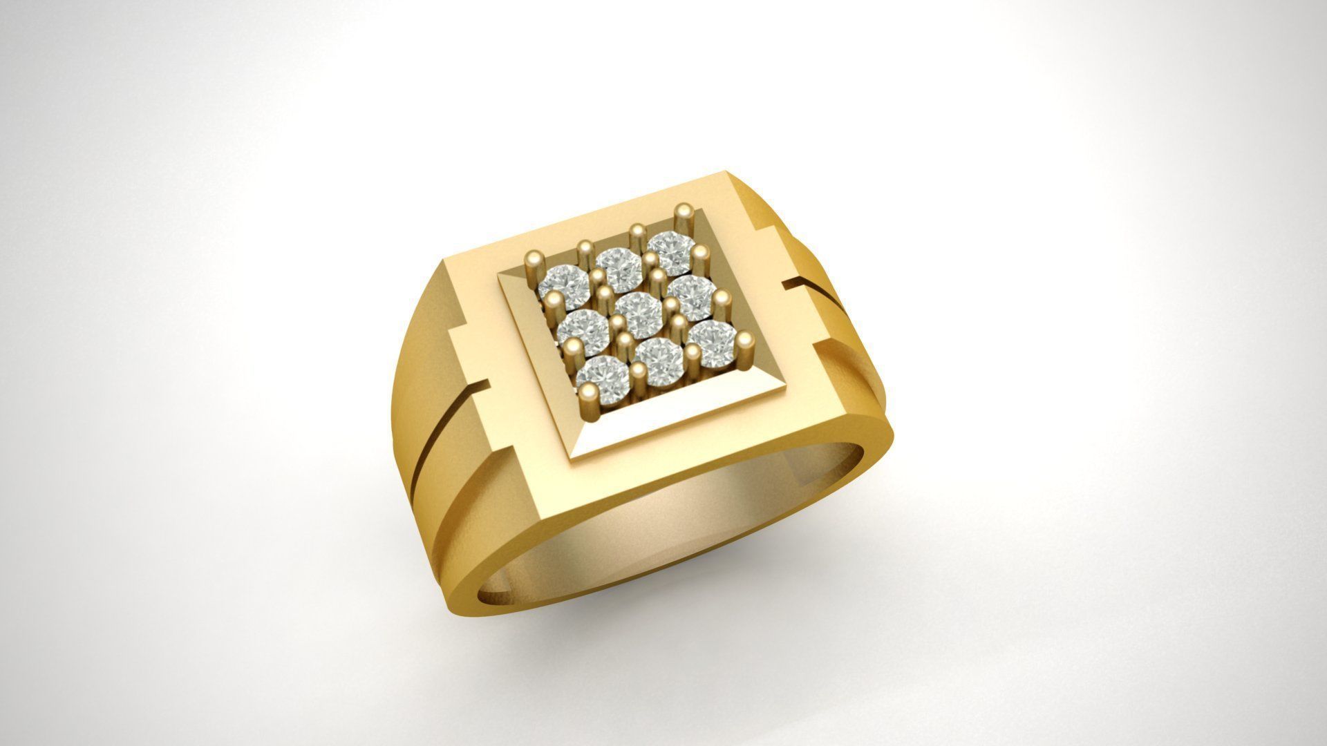 Men Diamond Ring 9pc 3D print model_2