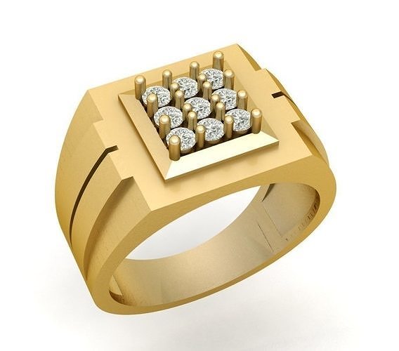 Men Diamond Ring 9pc 3D print model