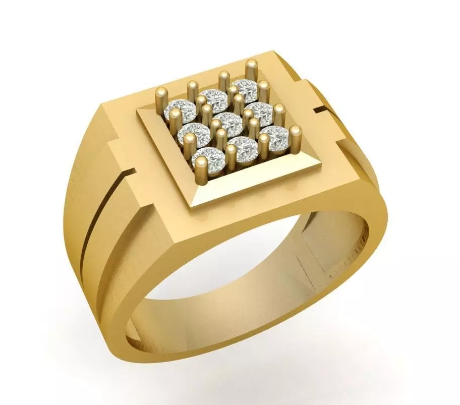 Men Diamond Ring 9pc 3D print model_0