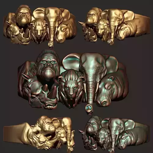 Jungle Animal Ring Ready for 3D Print 3D print model