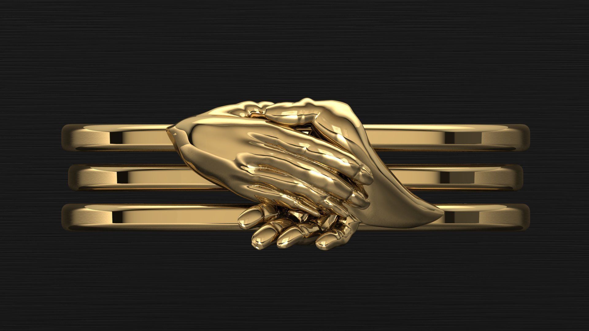 Shakehand Ring with  Mechanism of closing hand 3D print model_2