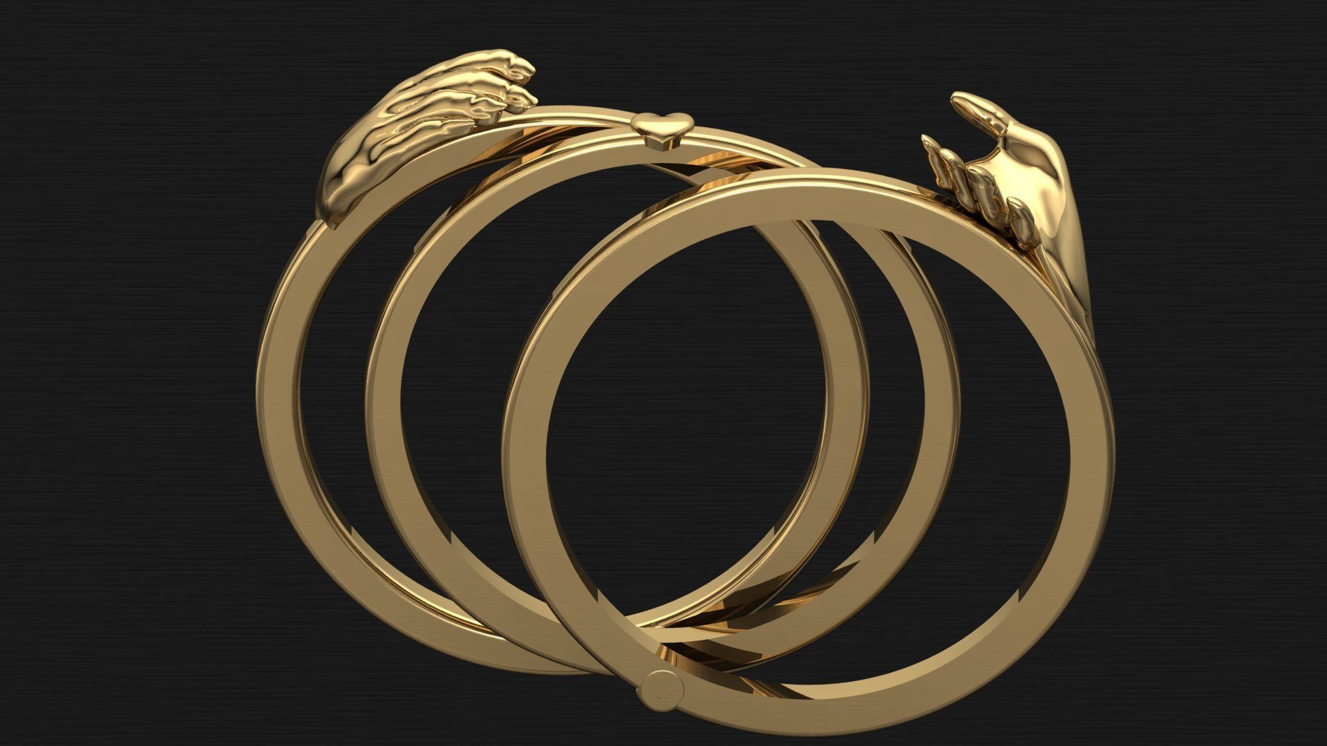 Shakehand Ring with  Mechanism of closing hand 3D print model_3