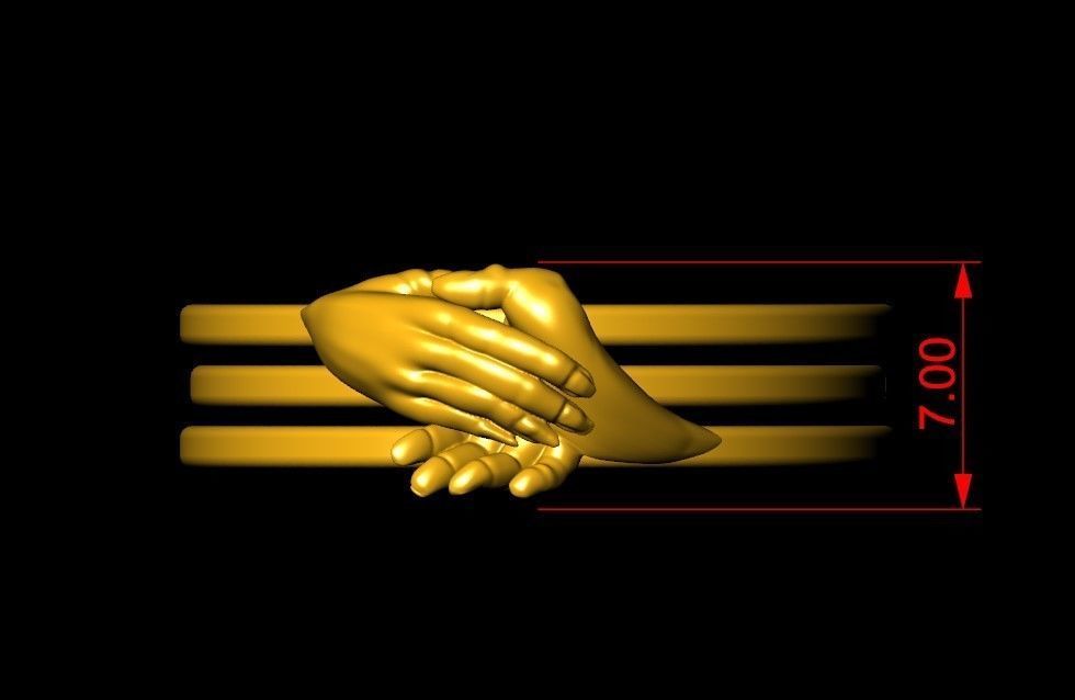 Shakehand Ring with  Mechanism of closing hand 3D print model_5