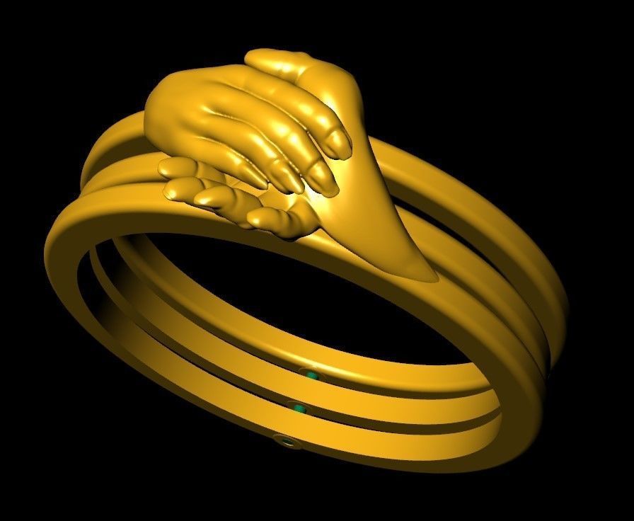 Shakehand Ring with  Mechanism of closing hand 3D print model_7