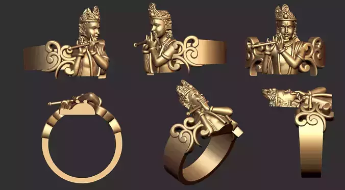 Krishna Ji Ring Ready 3D Print Model