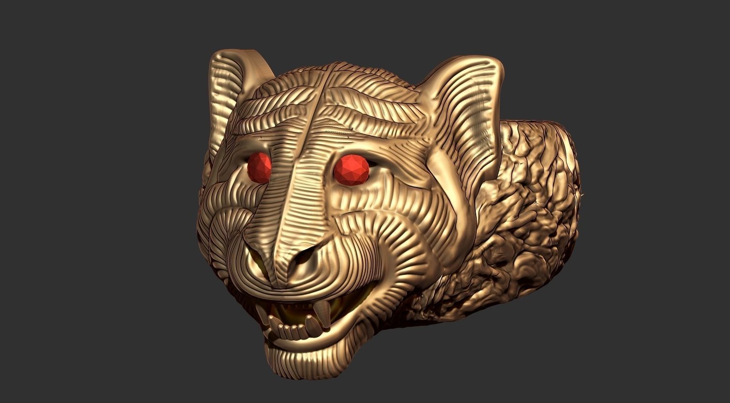 Lion Ring  Ready For 3D Print  3D print model_1
