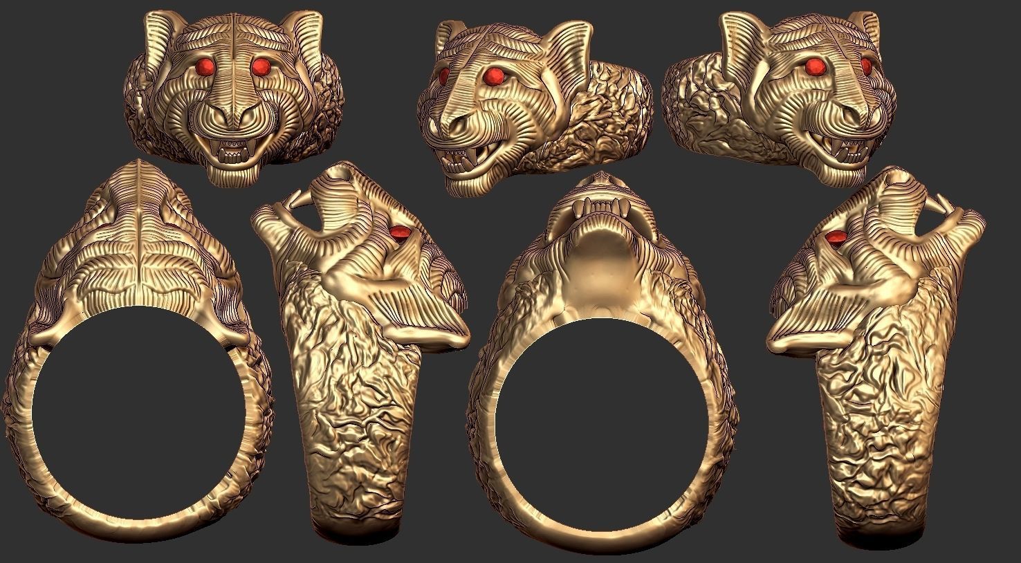 Lion Ring  Ready For 3D Print  3D print model_5