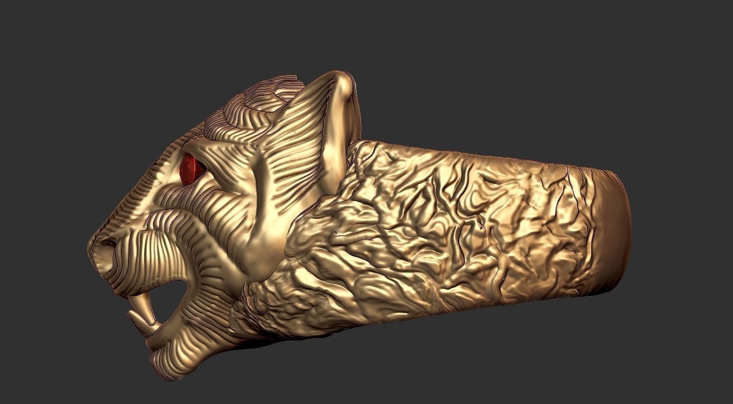 Lion Ring  Ready For 3D Print  3D print model_3