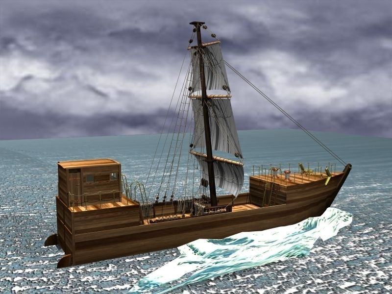 Cog-type sailing ship 3D model_1