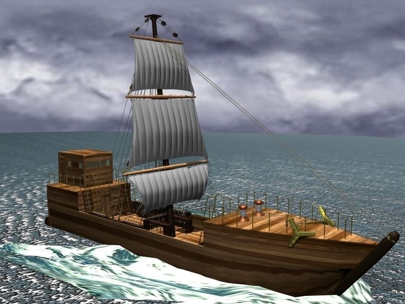 Cog-type sailing ship 3D model_2