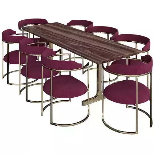 Live Edge Solid Walnut Slab Dining Table  3d model