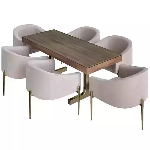 Milan Dining Table in Ash 3d model