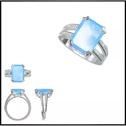 JCD Format White gold color stone rings wax files jewelry