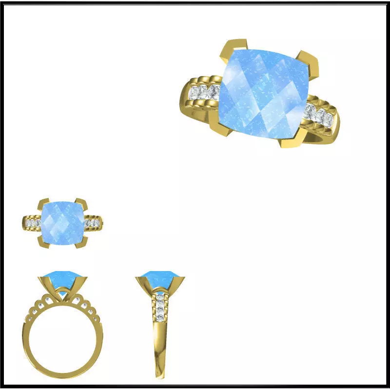 JCD Format White gold color stone rings ring cad 3D print model