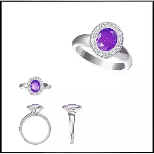 JCD Format White gold color stone rings jewelry cad programs