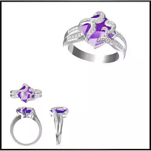 JCD Format White gold color stone rings jewelry cad institute