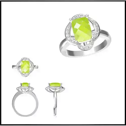 JCD Format White gold color stone rings jewelry cad cam masters