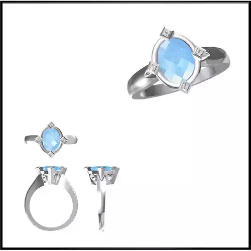 JCD Format White gold color stone rings jewelry cad