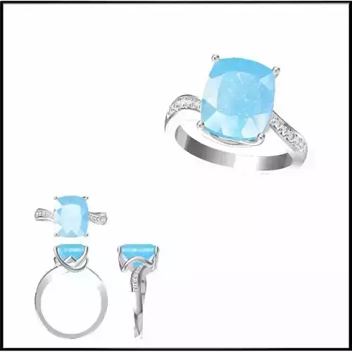 JCD Format White gold color stone rings jewellery cad design