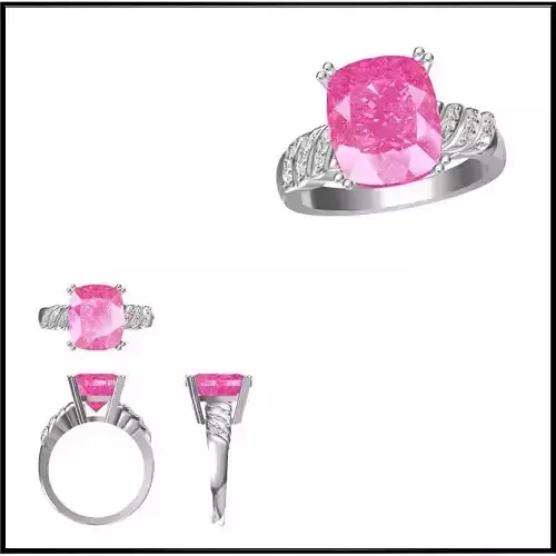 JCD Format White gold color stone rings jewelcad