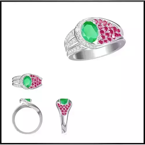 JCD Format White gold color stone rings design