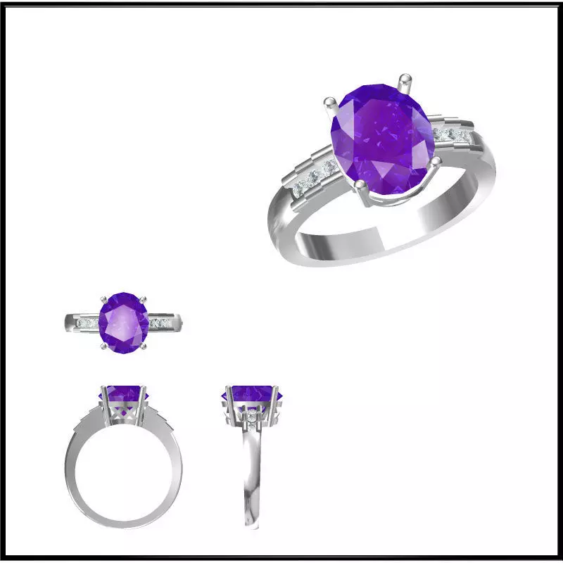 JCD Format White gold color stone rings cad ring design 3D print model