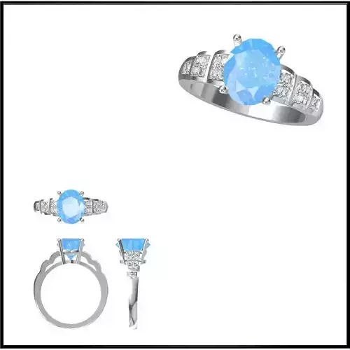 JCD Format White gold color stone rings cad jewellery design