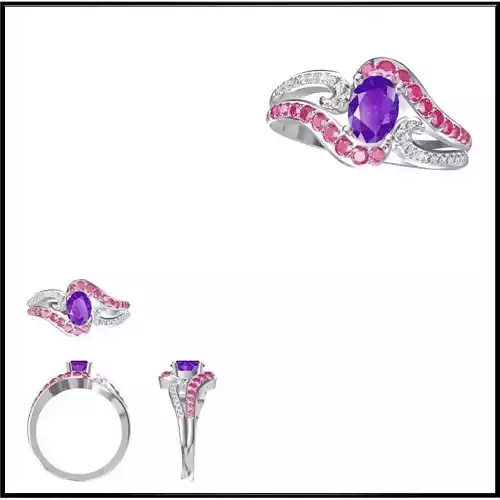 JCD Format White gold color stone rings cad Diamond jewellery