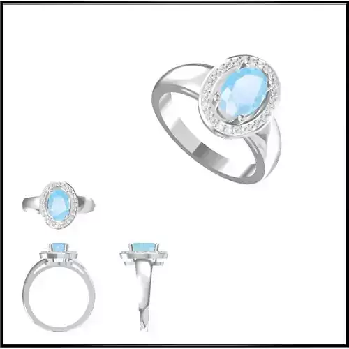 JCD Format White gold color stone rings cad color stone ring