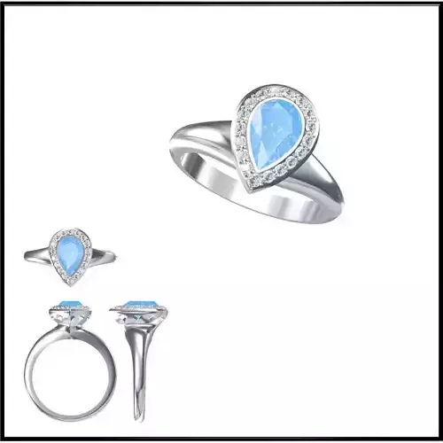 JCD Format White gold color stone rings cad color stone ring