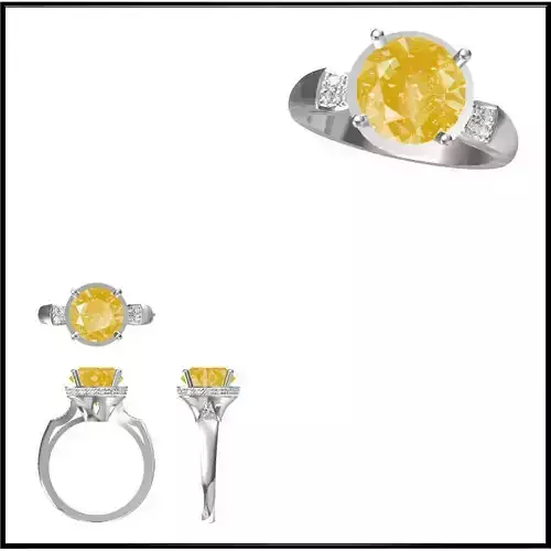 JCD Format White gold color stone rings cad cam jewelry design