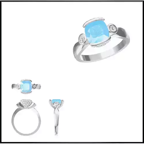 JCD Format White gold color stone rings autodesk jewelry design