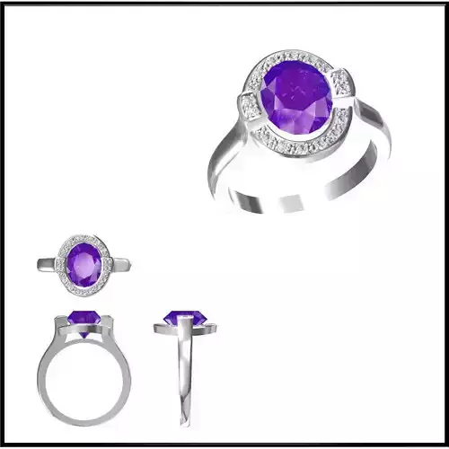 JCD Format White gold color stone rings 3d jewellery design