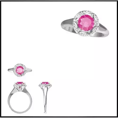 JCD Format White gold color stone rings 3d cad jewelry design