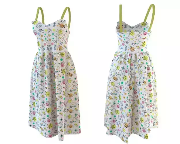 Stylish Designer Women Sundress dress 3D model