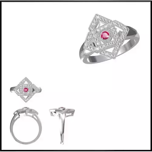 JCD Format White elegant gold color stone rings cad ring design